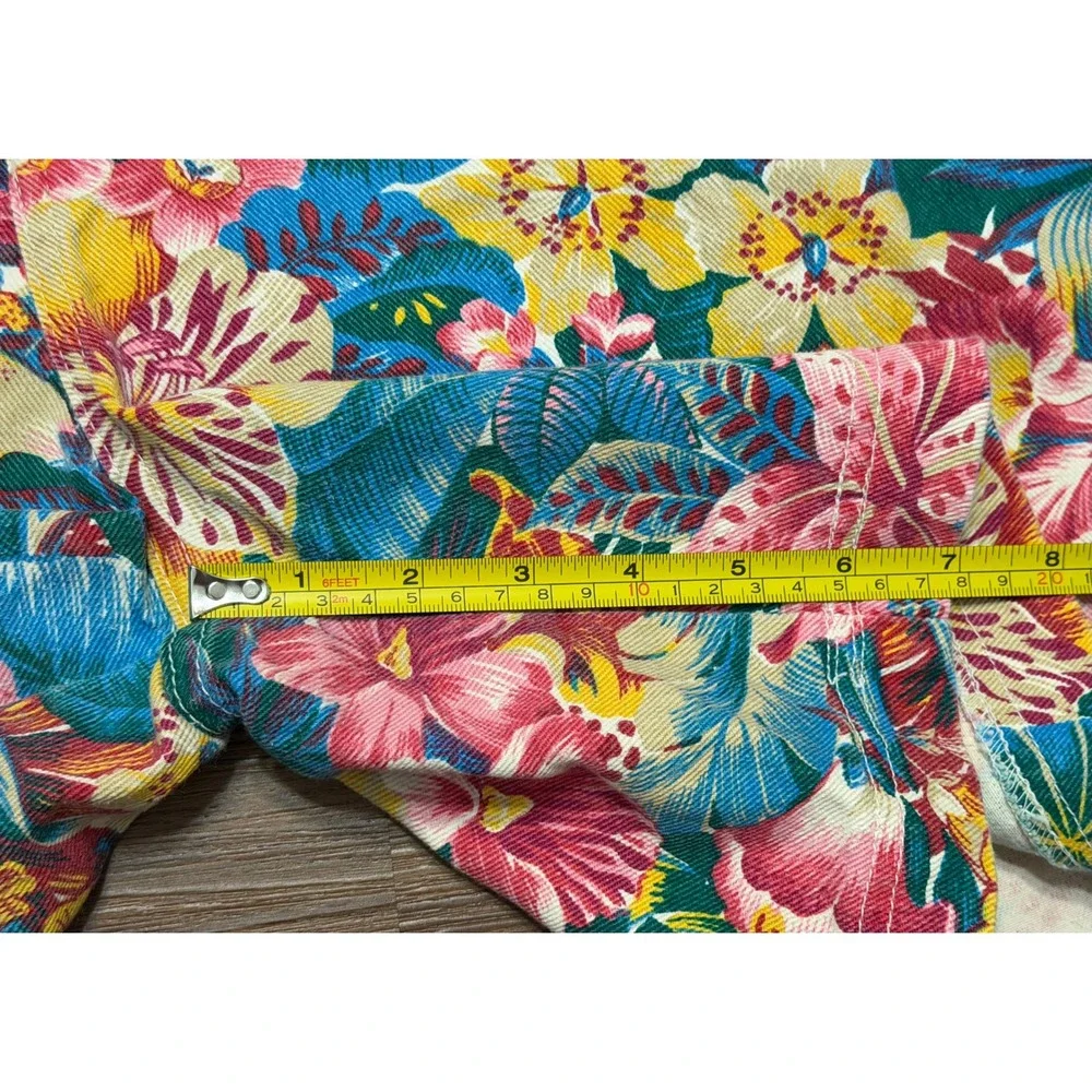 Vintage 80's Sasson Floral High Waisted Denim Shorts Tropical Womens Sz 16